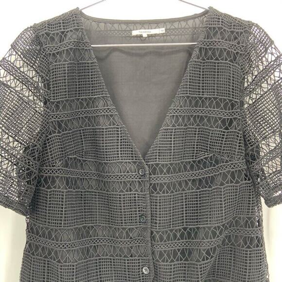 Tularosa Crochet Lace‎ Blouse Womens S Revolve Black Button Dainty Coquette NWOT - Picture 4 of 9